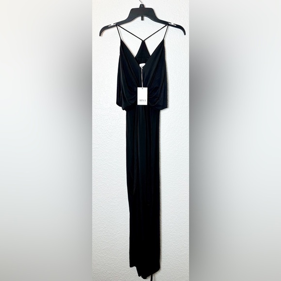 NWT Revolve MISA Los Angeles Domino V-Neck Knot Front Maxi Dress in Black - Picture 4 of 5